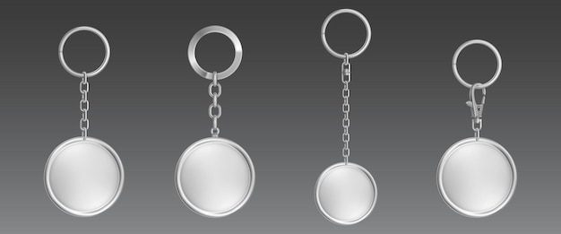 Vecteur gratuit porte-clés en argent, porte-bijou pour clé avec chaîne et anneau en métal