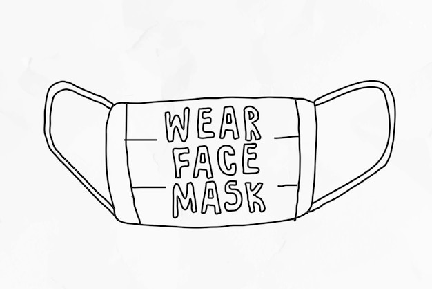 Vecteur gratuit portez un vecteur de masque facial dans la nouvelle illustration de doodle normale