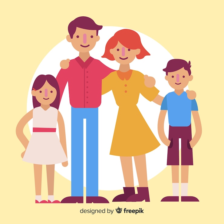 Vecteur gratuit portrait de famille dessiné à la main