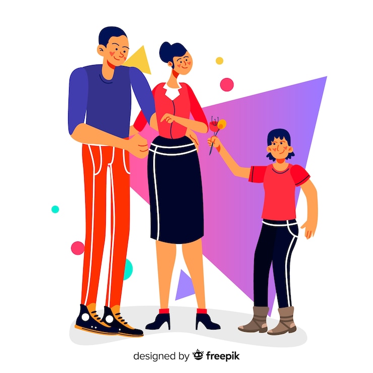 Vecteur gratuit portrait de famille dessiné à la main
