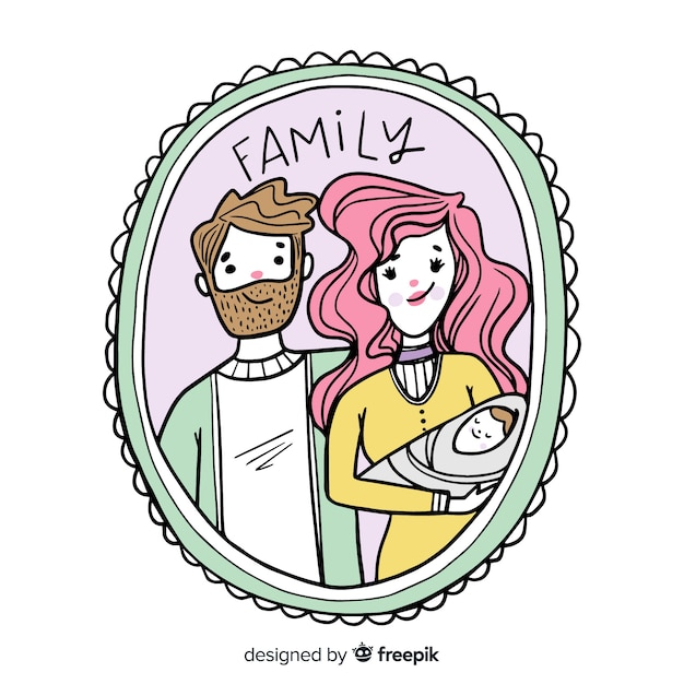 Portrait de famille dessiné à la main