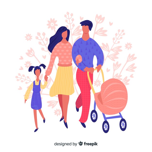 Un Jeune Papa Marche Avec Un Bébé Dans Une Poussette. Un Homme Avec Un  Nouveau-né Sur Une Promenade Dans Une Voiture De Bébé. Cara Illustration de  Vecteur - Illustration du stationnement, ramassage