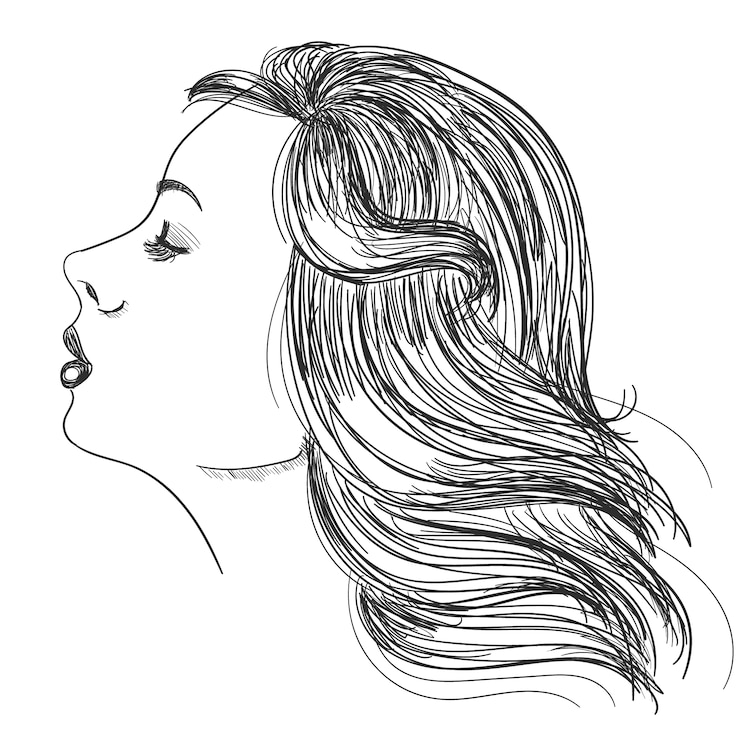 Vecteur gratuit portrait d&#39;une femme aux beaux cheveux