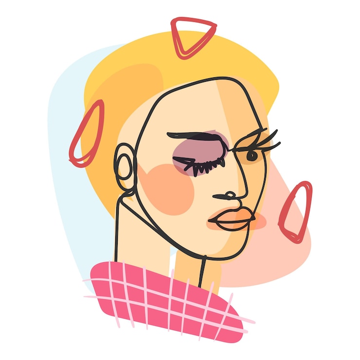 Vecteur gratuit portrait de femme dans un style art design plat