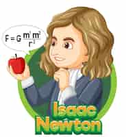 Vecteur gratuit portrait d'isaac newton en style cartoon