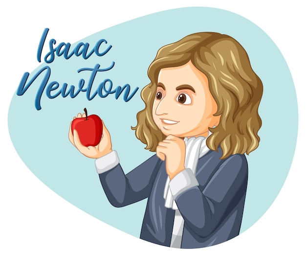 Vecteur gratuit portrait d'isaac newton en style cartoon