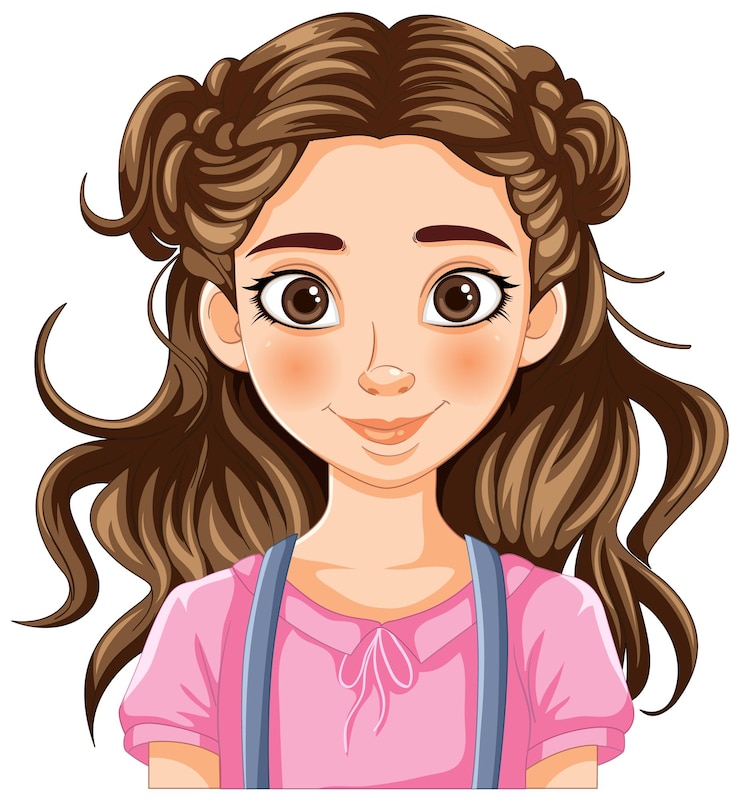 Vecteur gratuit portrait vectoriel d'une jeune fille souriante