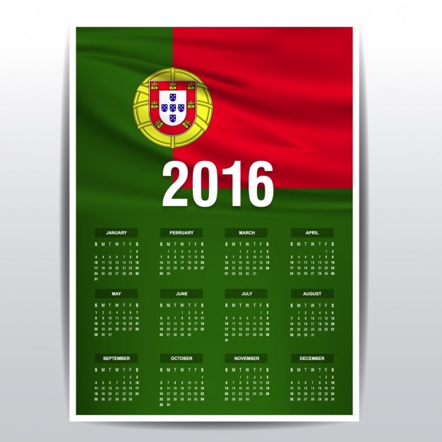Vecteur gratuit portugal calendrier 2016