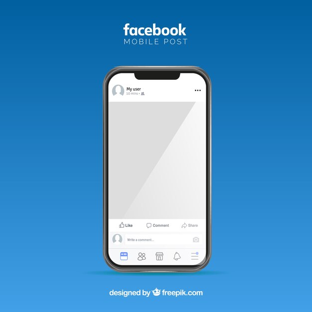 Un post mobile sur Facebook avec un design plat