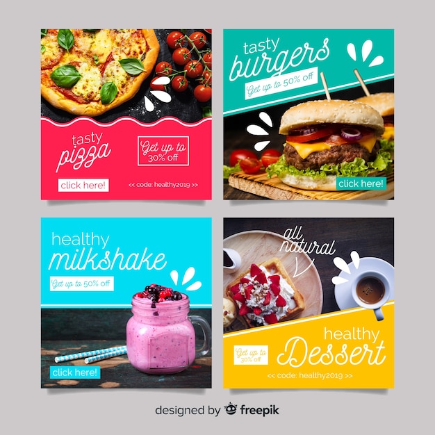 Vecteur gratuit poste culinaire instagram avec photo