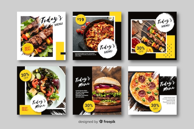 Vecteur gratuit poste culinaire instagram avec photo