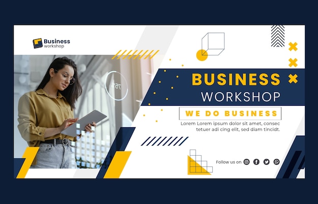 Poste facebook de l'atelier d'affaires de design plat