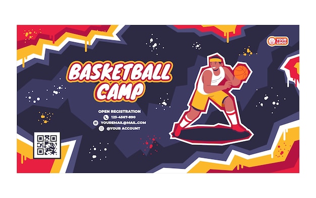 Vecteur gratuit poste facebook de basket-ball dessiné à la main