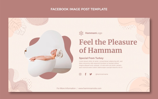 Vecteur gratuit poste facebook hammam contour dessiné à la main