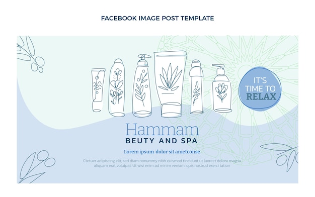 Poste facebook hammam contour dessiné à la main