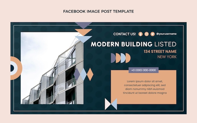 Poste Facebook Immobilier Géométrique Abstrait Design Plat