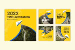 Vecteur gratuit poste instagram d'agence de voyage design plat