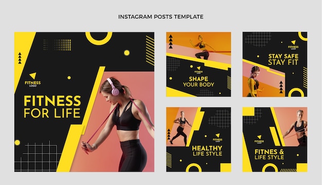 Vecteur gratuit poste instagram de remise en forme design plat