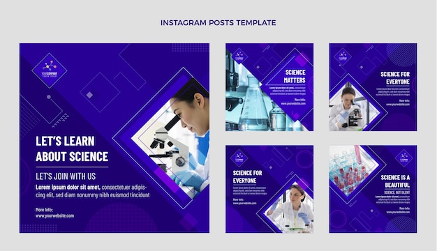 Vecteur gratuit poste instagram de science du design plat