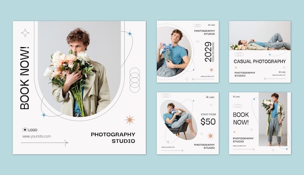 Vecteur gratuit poste instagram de studio de photographie design plat