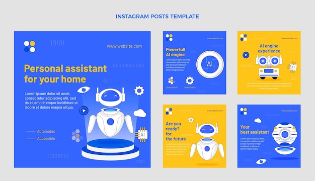 Vecteur gratuit poste instagram de technologie minimale de style plat