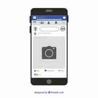 Vecteur gratuit poste mobile facebook avec un design plat