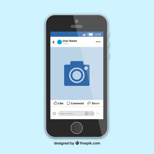 Vecteur gratuit poste mobile facebook avec un design plat