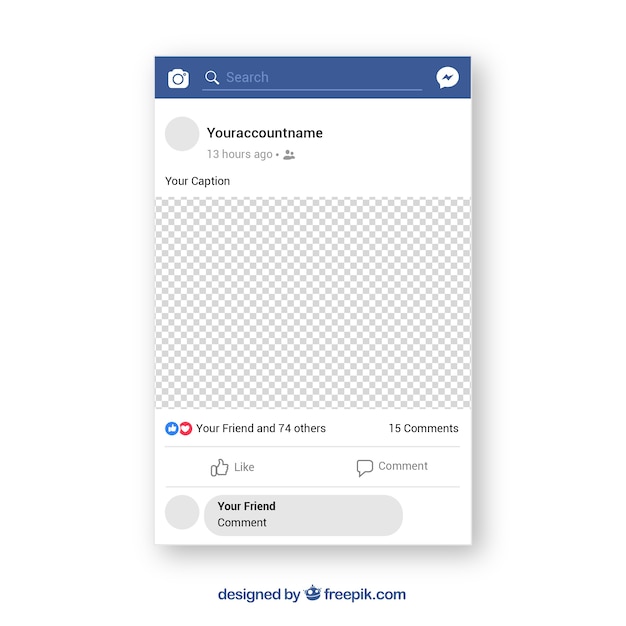 Poste mobile Facebook avec un design plat