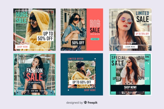 Vecteur gratuit poste de vente abstrait instagram avec photo