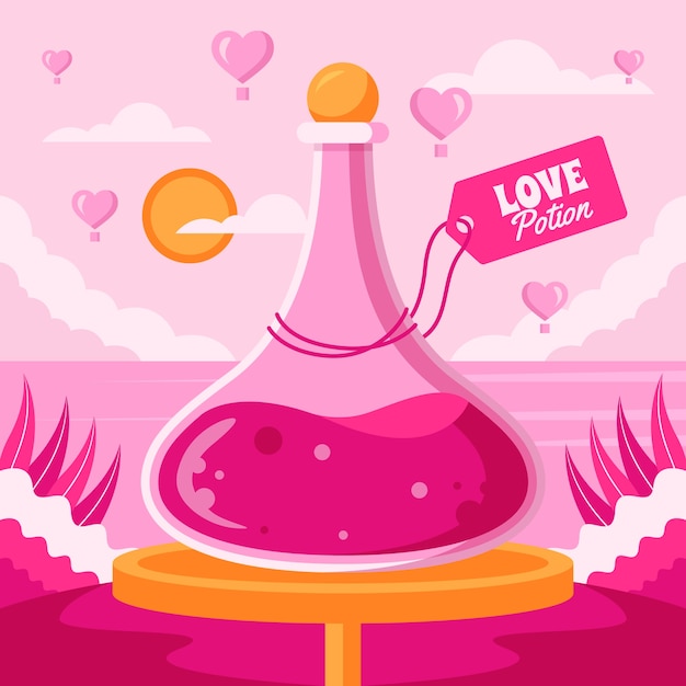 Vecteur gratuit potion d'amour illustration design plat