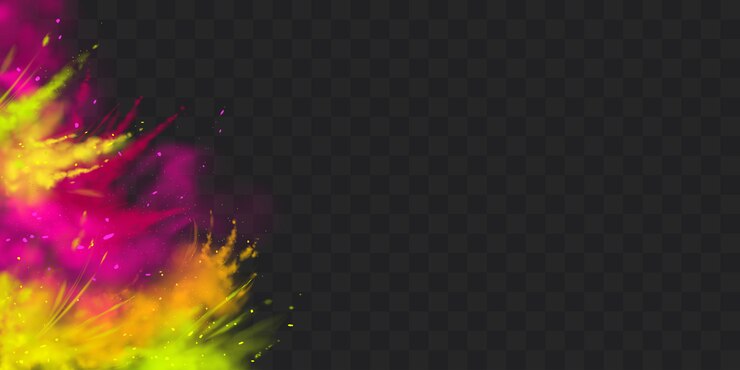 Vecteur gratuit poudre holi peint le cadre, les bords sont isolés