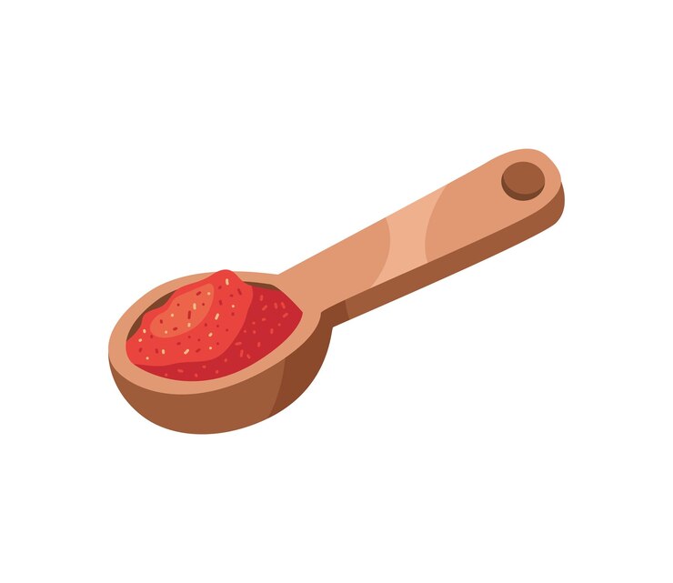 Vecteur gratuit poudre de poivre chili sur cuillère