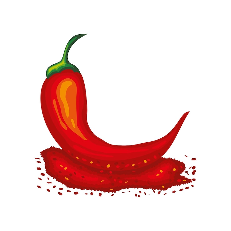 Vecteur gratuit poudre de poivre chili illustration végétale isolée