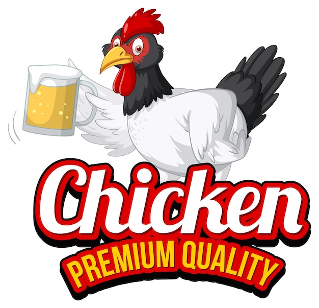 Vecteur gratuit poulet drôle tenant le personnage de dessin animé de bière