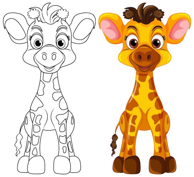 Vecteur gratuit pour colorier le dessin d'une girafe mignonne