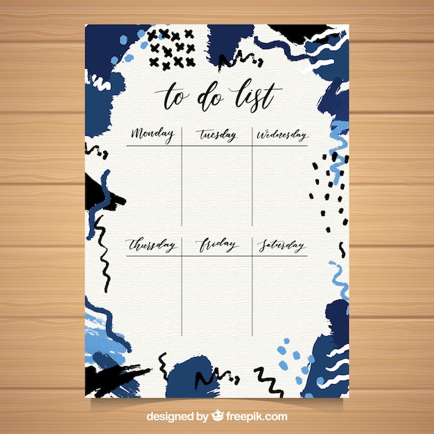 Vecteur gratuit pour faire le modèle de liste dans un style aquarelle