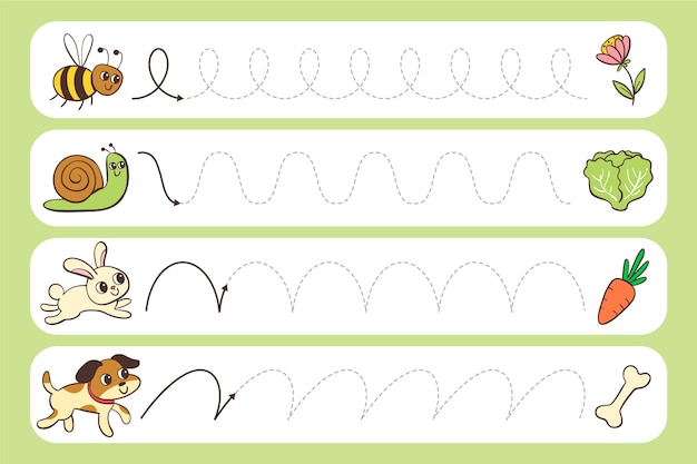 Vecteur gratuit pratique de l'écriture manuscrite pour les enfants