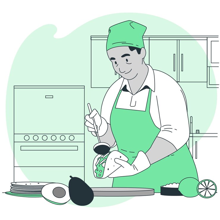 Vecteur gratuit préparation de l'illustration du concept de tacos
