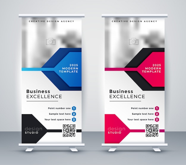 Vecteur gratuit présentation roll up banner design