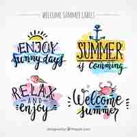 Vecteur gratuit pretty summer watercolor stickers