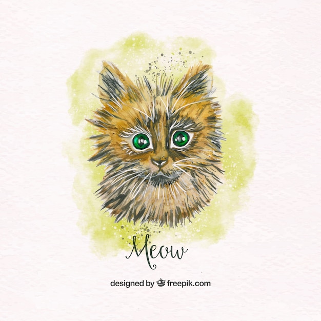 Vecteur gratuit pretty watercolor cat