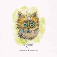 Vecteur gratuit pretty watercolor cat