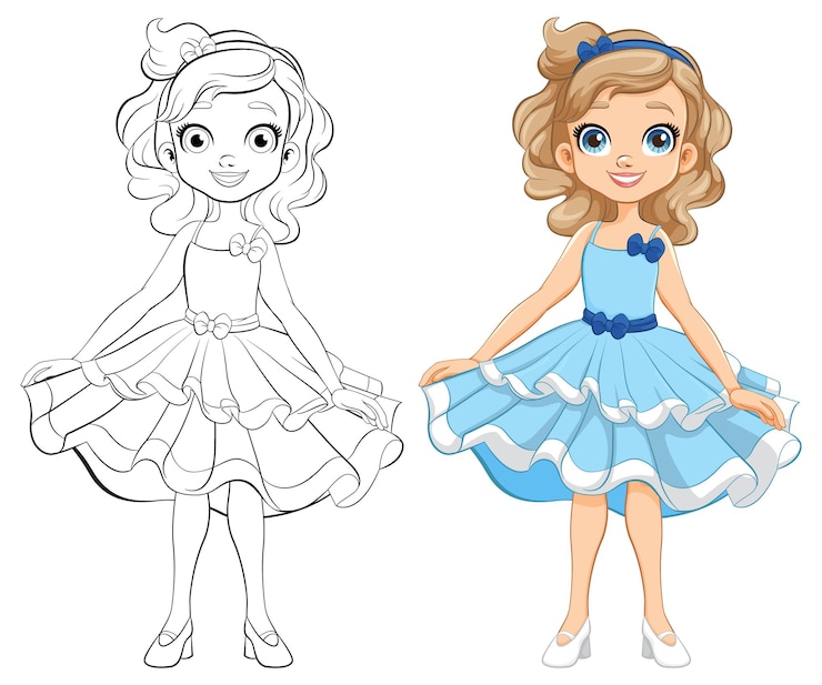 Vecteur gratuit princesse de la fête un doodle pour les pages à colorier
