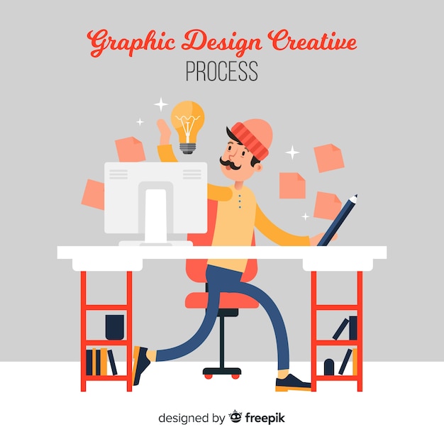 Vecteur gratuit processus de création graphique