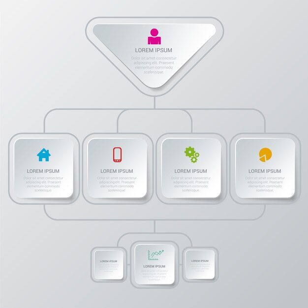 Vecteur gratuit processus de structure d'organisation multicolore simple et élégant