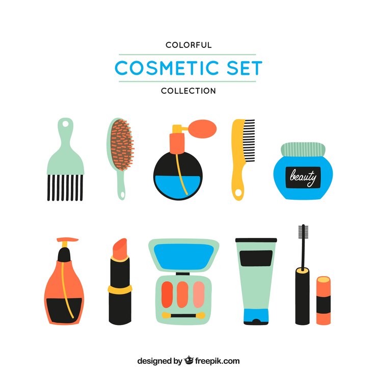 Vecteur gratuit produits cosmétiques colorés fixés