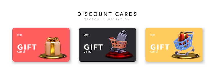 Vecteur gratuit programme de fidélité carte de bonus de récompense de cadeau client isolé sur fond blanc illustration vectorielle