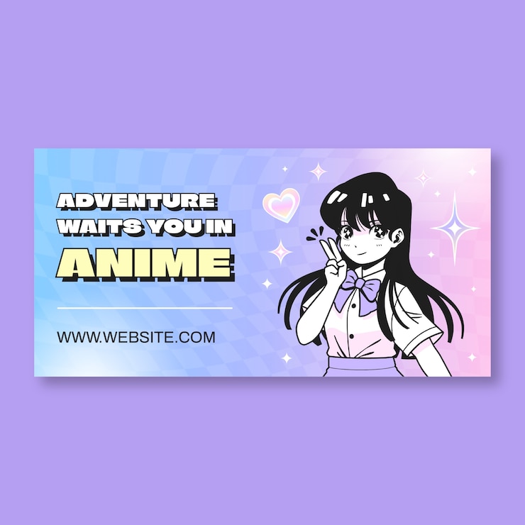 Vecteur gratuit projet de modèle de bannière d'anime d'une demi-page