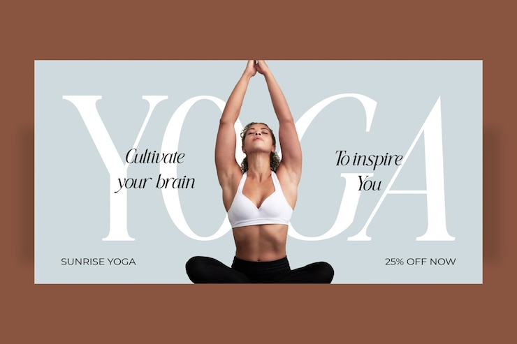 Vecteur gratuit projet de modèle de bannière de yoga