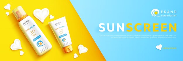 Promo produit de protection solaire réaliste